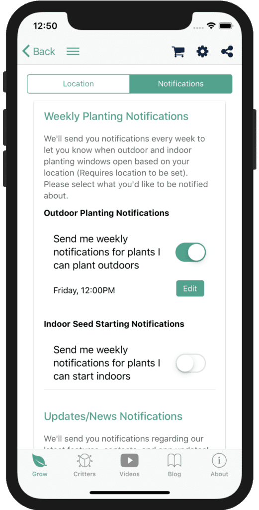 Customized Planting Reminders Calculated for Your GPS Location!